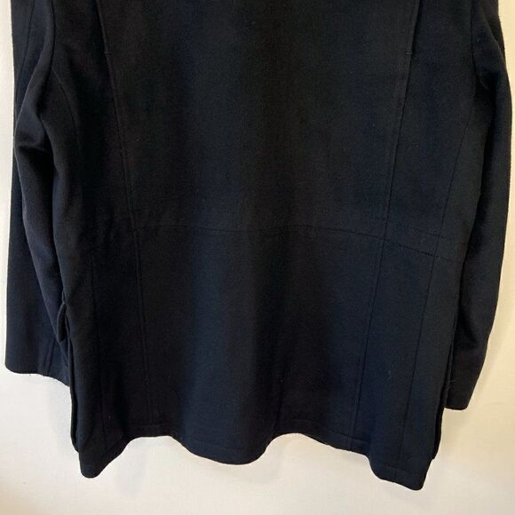 Cole Haan Black Wool Blend High Neck Full Zip Coat - Picture 7 of 9